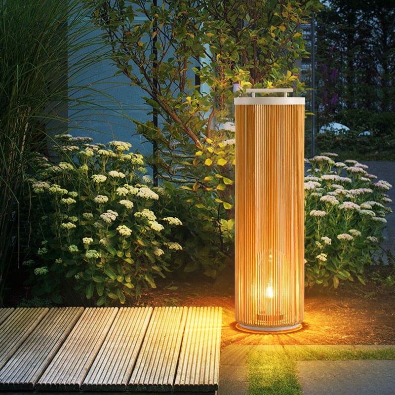 Outdoor Retro Lantern Floor Lamp, Rattan
