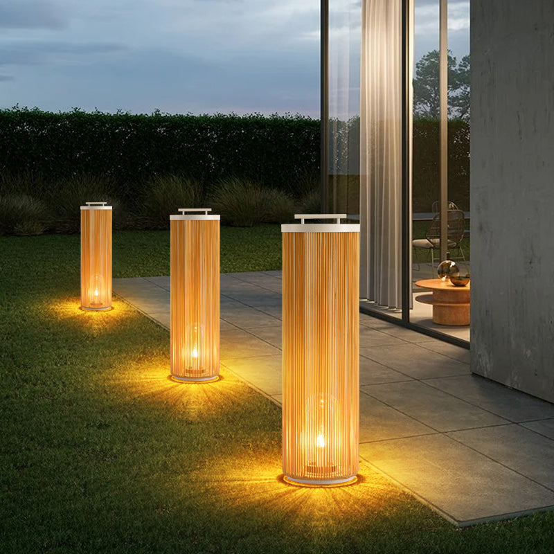 Outdoor Retro Lantern Floor Lamp, Rattan