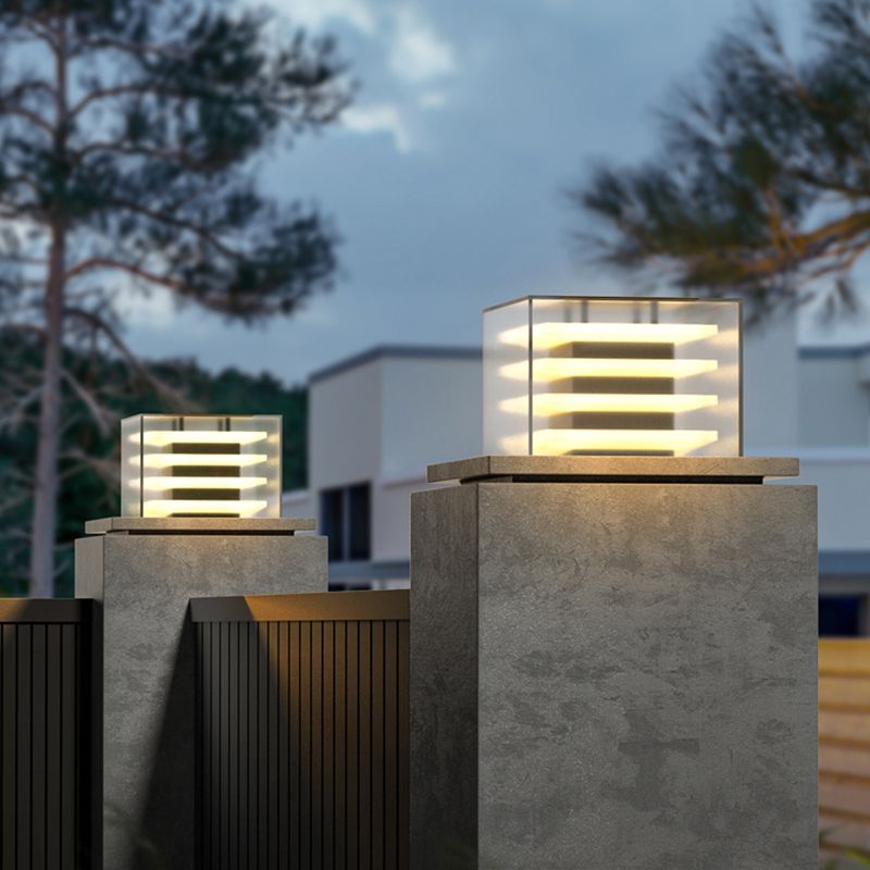 Outdoor Solar Powered Cubic Post-Pier Light