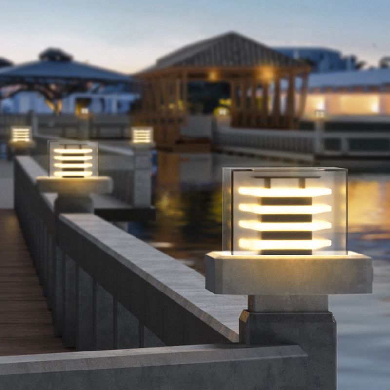 Outdoor Solar Powered Cubic Post-Pier Light