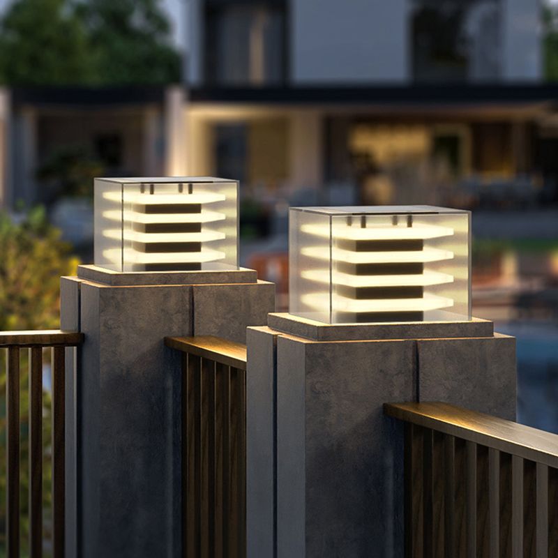 Outdoor Solar Powered Cubic Post-Pier Light