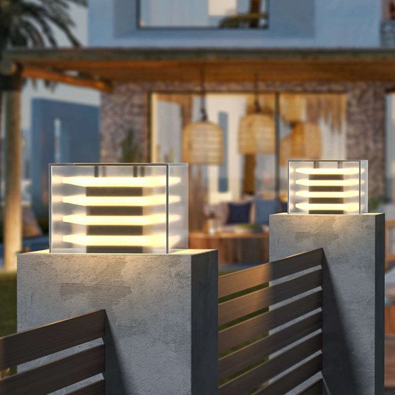 Outdoor Solar Powered Cubic Post-Pier Light