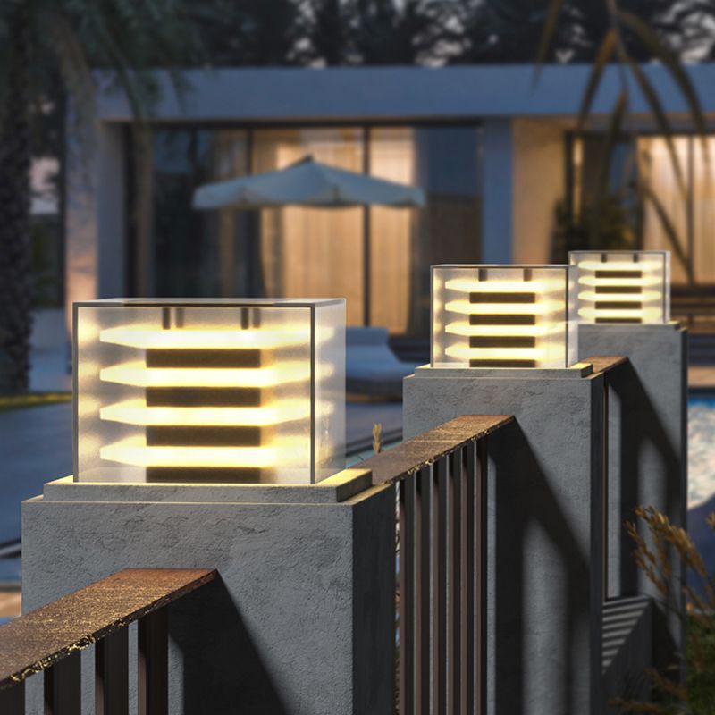 Outdoor Solar Powered Cubic Post-Pier Light