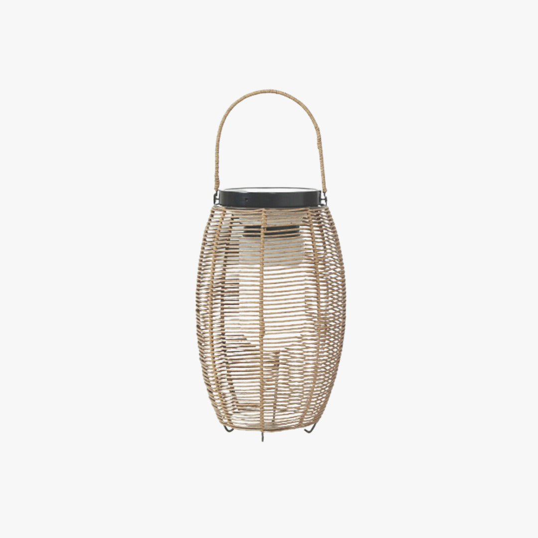 Outdoor Solar Vintage Rattan Floor Lantern