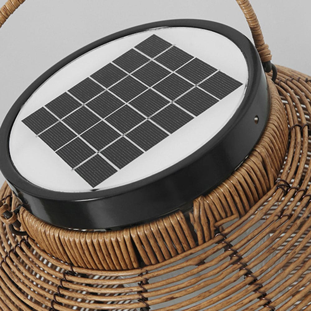 Outdoor Solar Vintage Rattan Floor Lantern