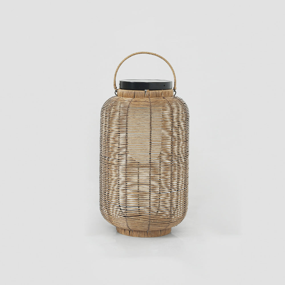 Outdoor Solar Vintage Rattan Floor Lantern