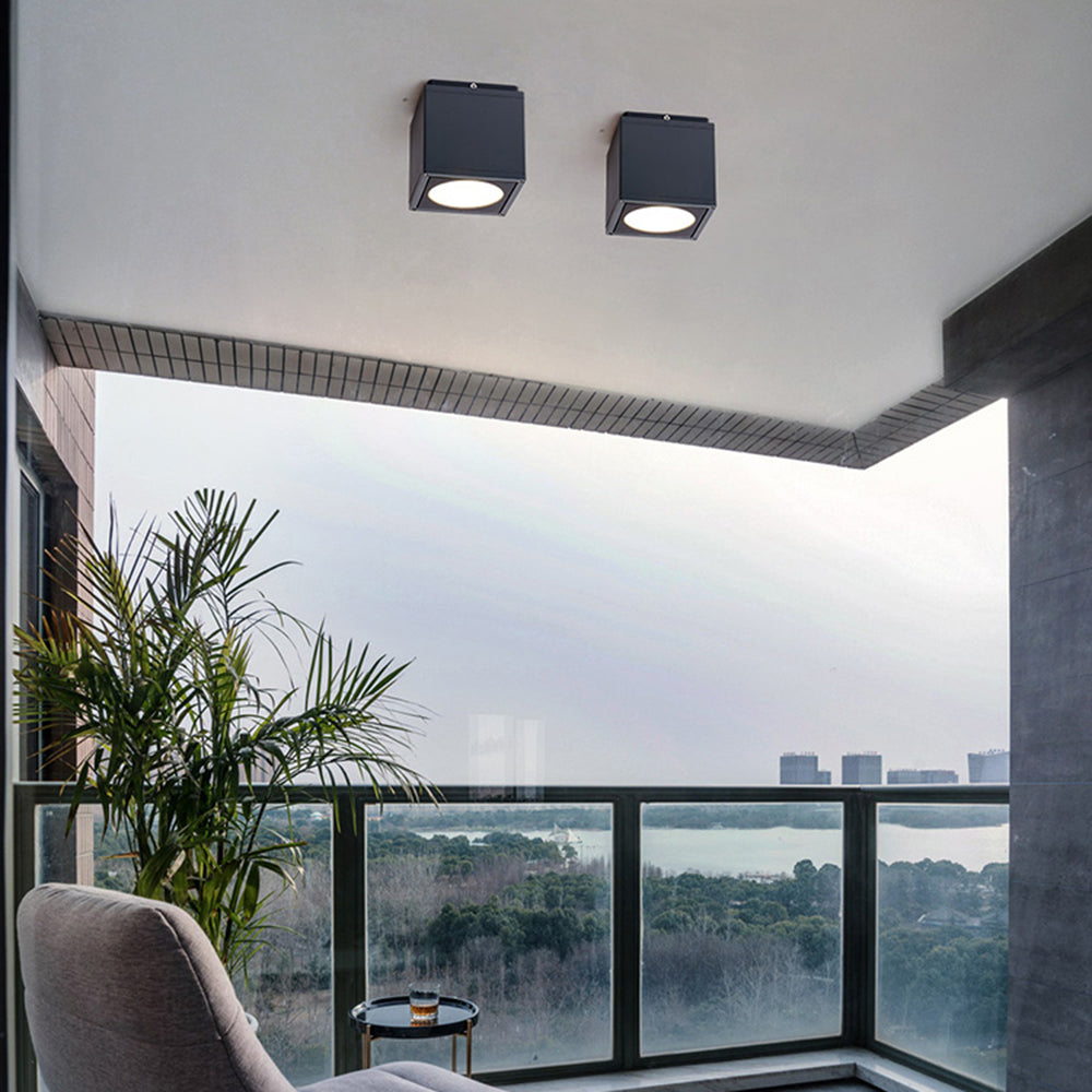 Outdoor Waterproof Gray Cube Ceiling Light