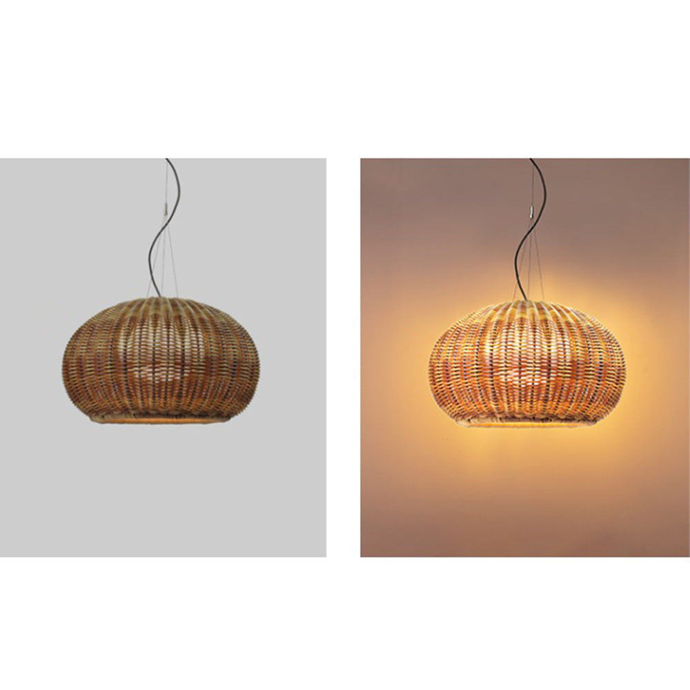 Outdoor Woven Bamboo-Style Ceiling Light