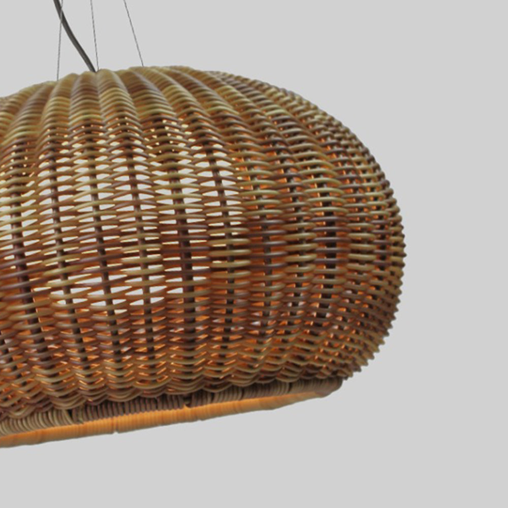 Outdoor Woven Bamboo-Style Ceiling Light