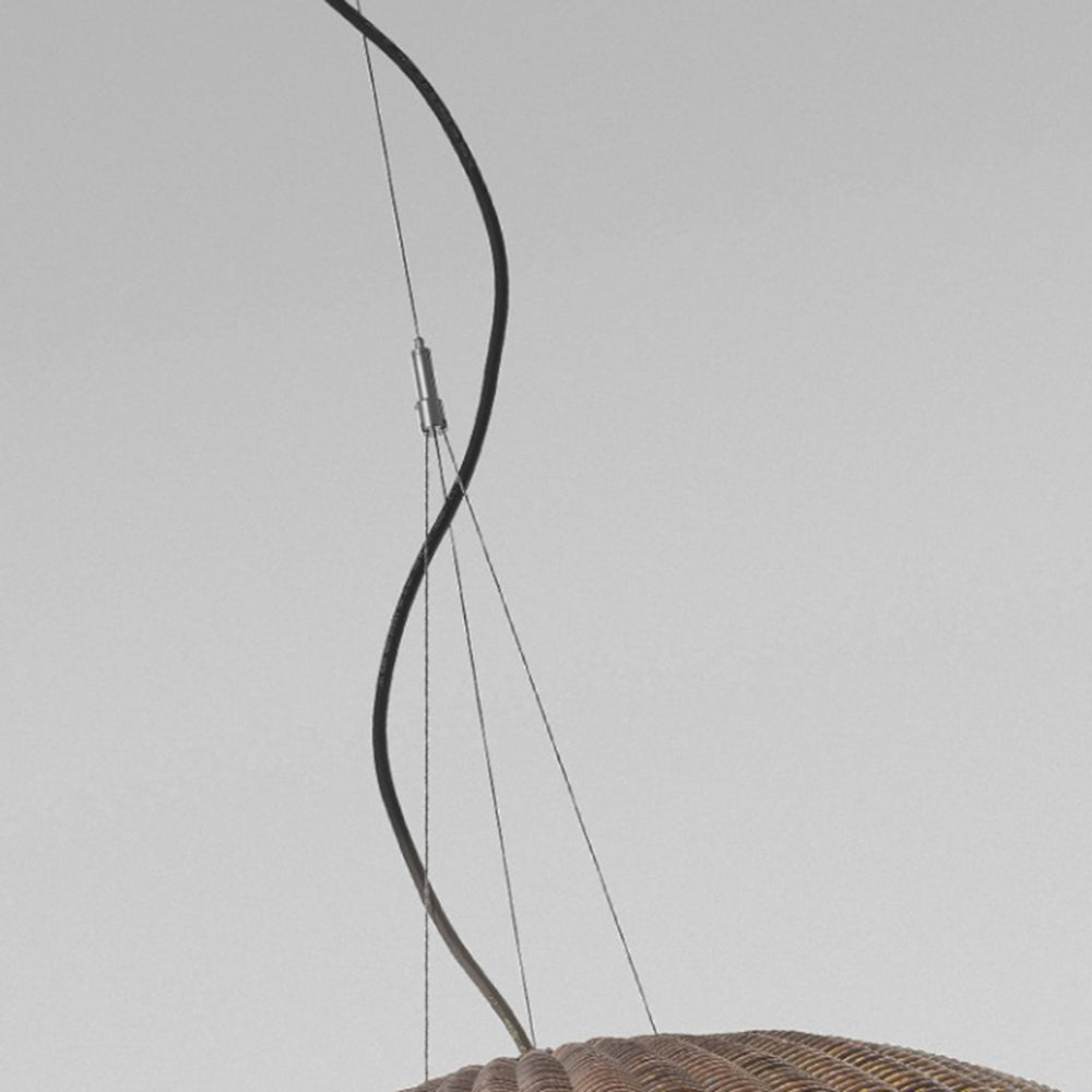 Outdoor Woven Bamboo-Style Ceiling Light