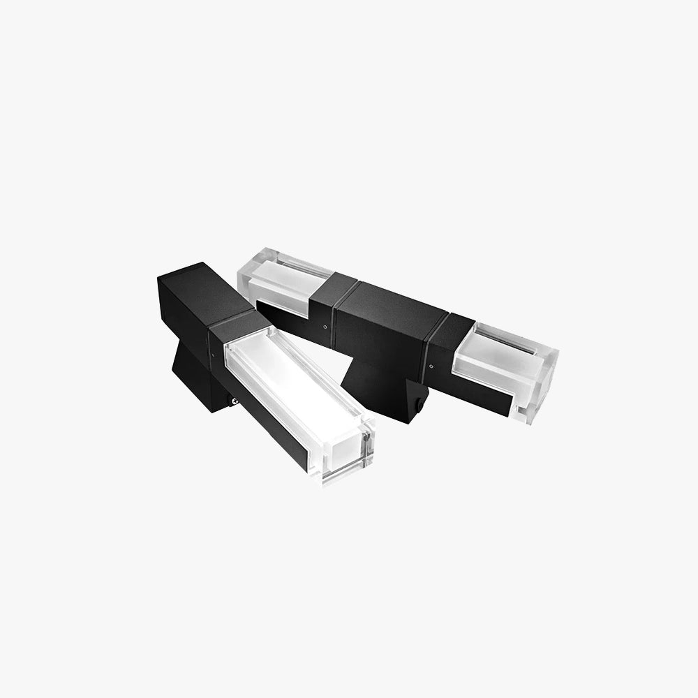Modern rectangular metal outdoor wall lamp with sensor, perfect for patios and gardens. Durable and weatherproof, ideal for outdoor lighting solutions.