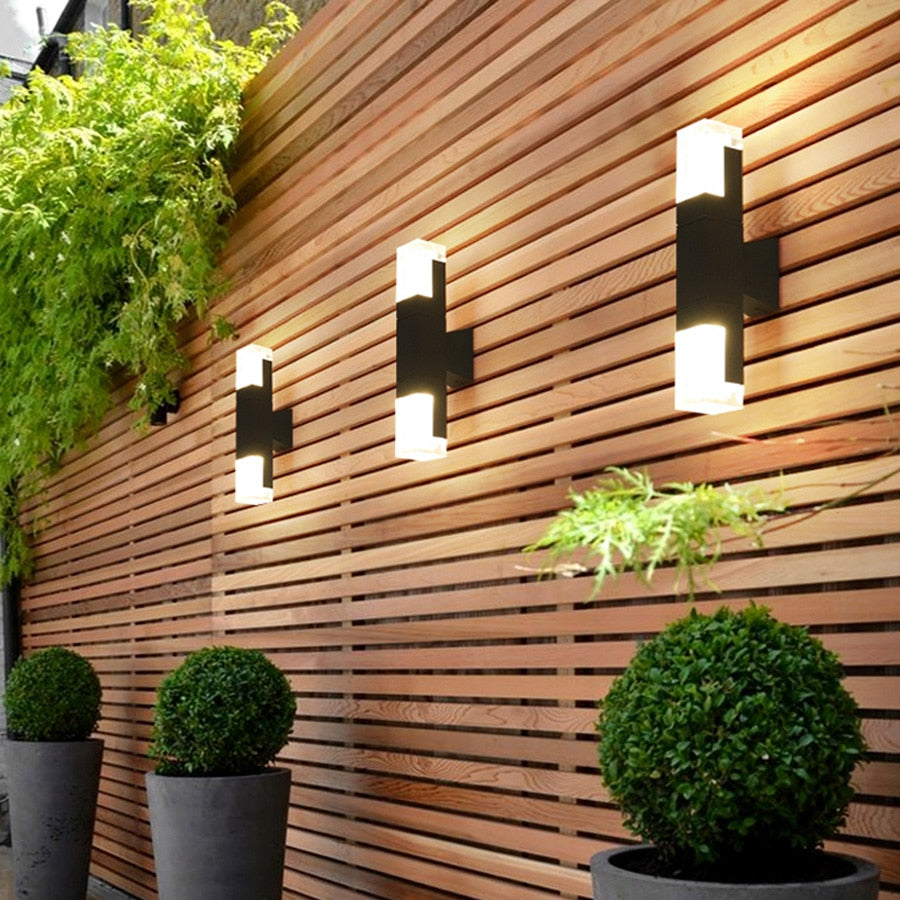 Modern Rectangular Metal Outdoor Wall Lamp with Sensor
