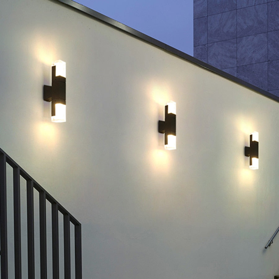 Modern Rectangular Metal Outdoor Wall Lamp with Sensor