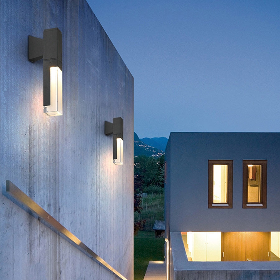 Modern Rectangular Metal Outdoor Wall Lamp with Sensor