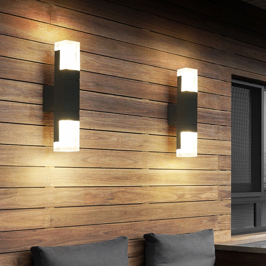 Modern Rectangular Metal Outdoor Wall Lamp with Sensor