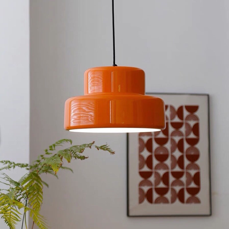 Retro Orange Drum Pendant Light for Chic Spaces
