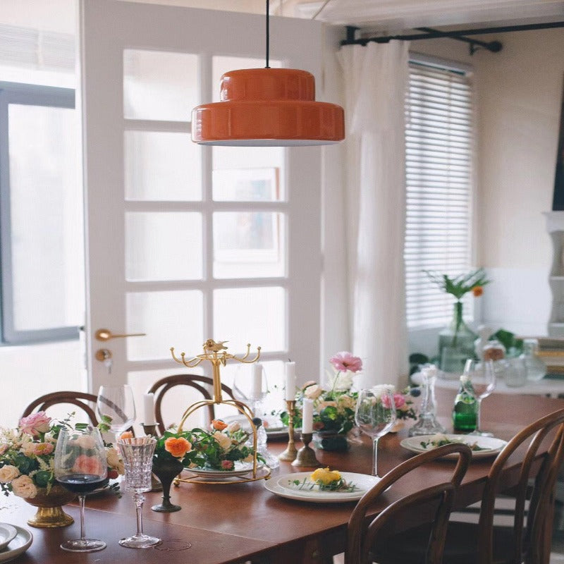 Retro Orange Drum Pendant Light for Chic Spaces