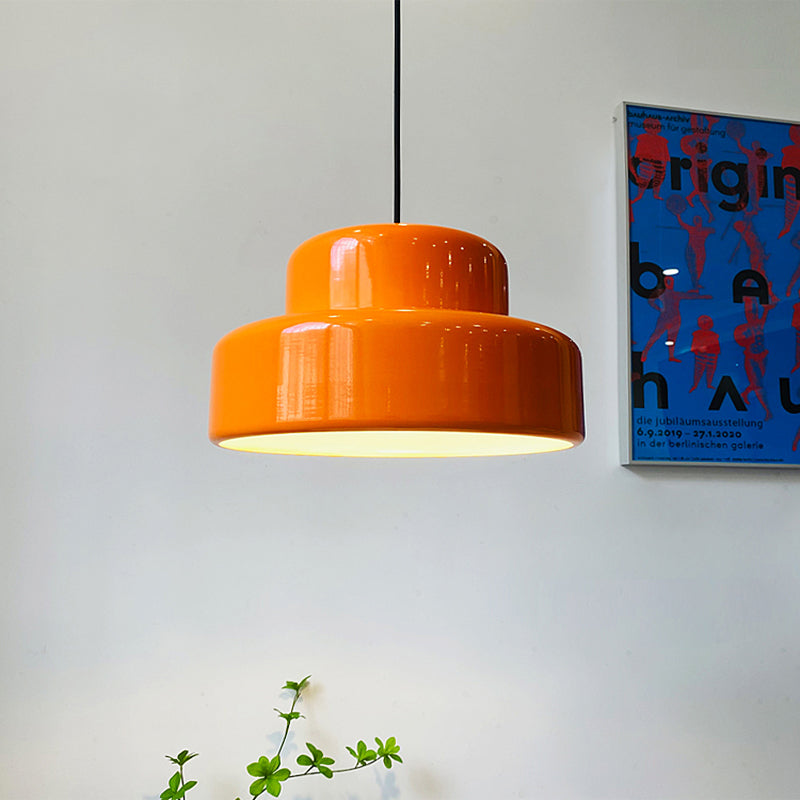 Retro Orange Drum Pendant Light for Chic Spaces