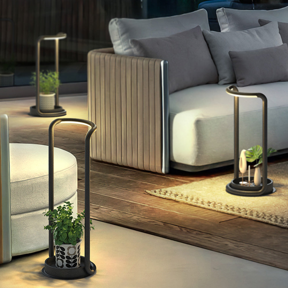 Sleek-Modern Black Outdoor Solar Floor Lamp