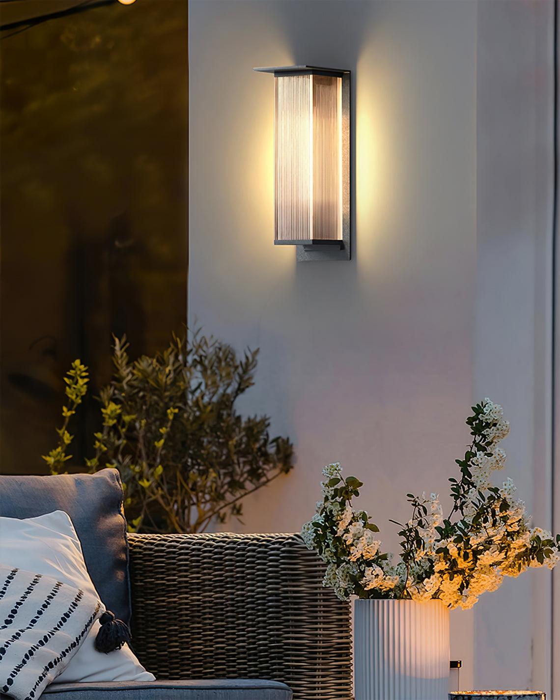 Modern Rectangular Outdoor Wall Lamp with Sleek Waterproof Design