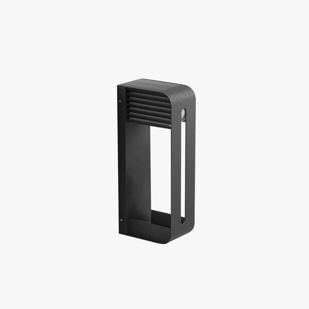 Modern solar-powered rectangular LED outdoor wall lamp with plant holder. Sleek, waterproof, and energy-efficient design, ideal for gardens, patios, and porches.