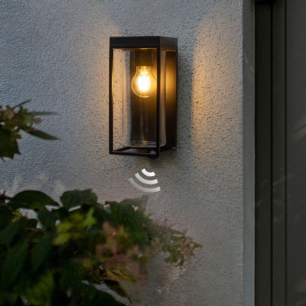 Solar Waterproof Rectangular Outdoor Wall Lamp with Glass Shade