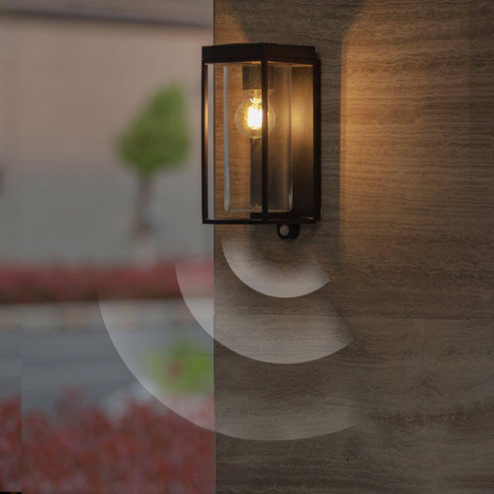 Solar Waterproof Rectangular Outdoor Wall Lamp with Glass Shade
