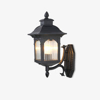 Vintage Style Outdoor Wall Lantern with Black Metal Frame and Glass Panels
