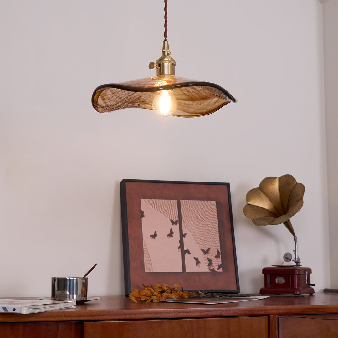 Vintage Pendant Light & Floral Glass Design