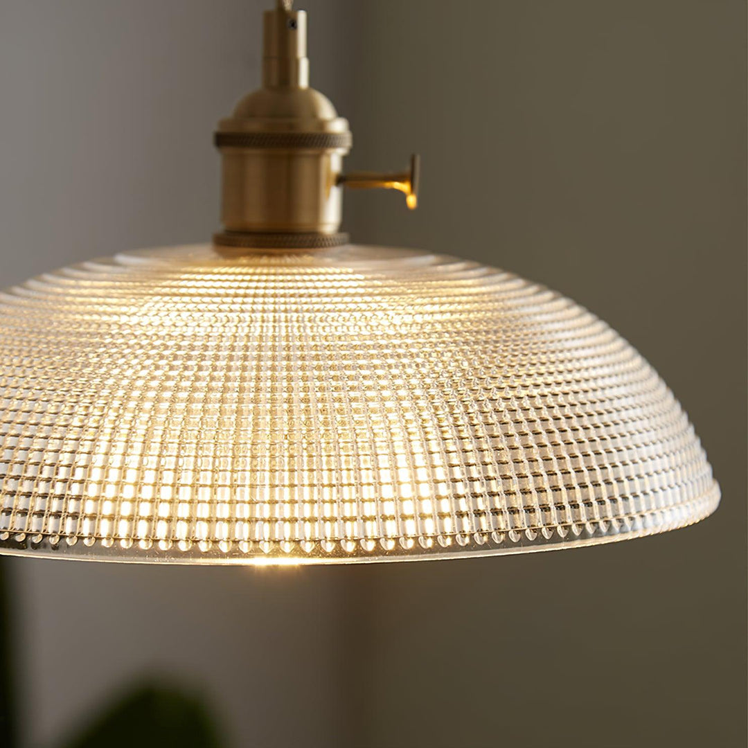 Vintage Plug-In Pendant Light with Ribbed Glass