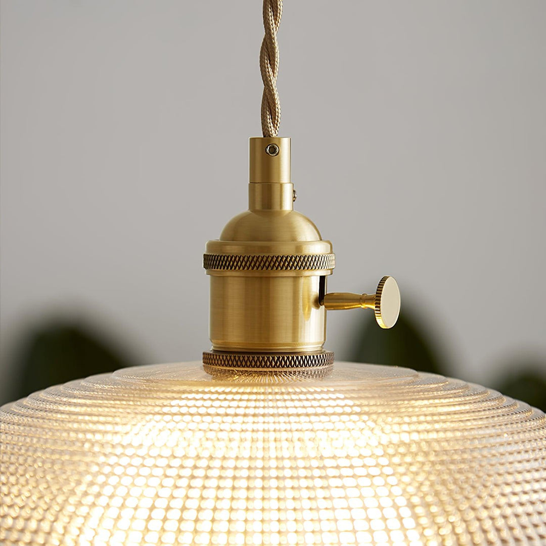 Vintage Plug-In Pendant Light with Ribbed Glass