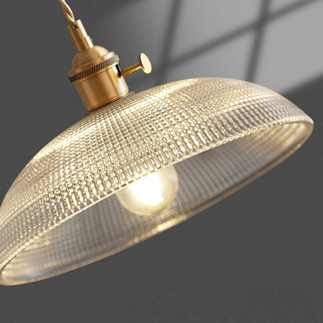 Vintage Plug-In Pendant Light with Ribbed Glass