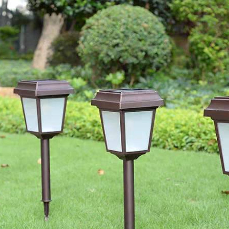 Vintage Solar Outdoor Bollard Light with Metal and Glass Design