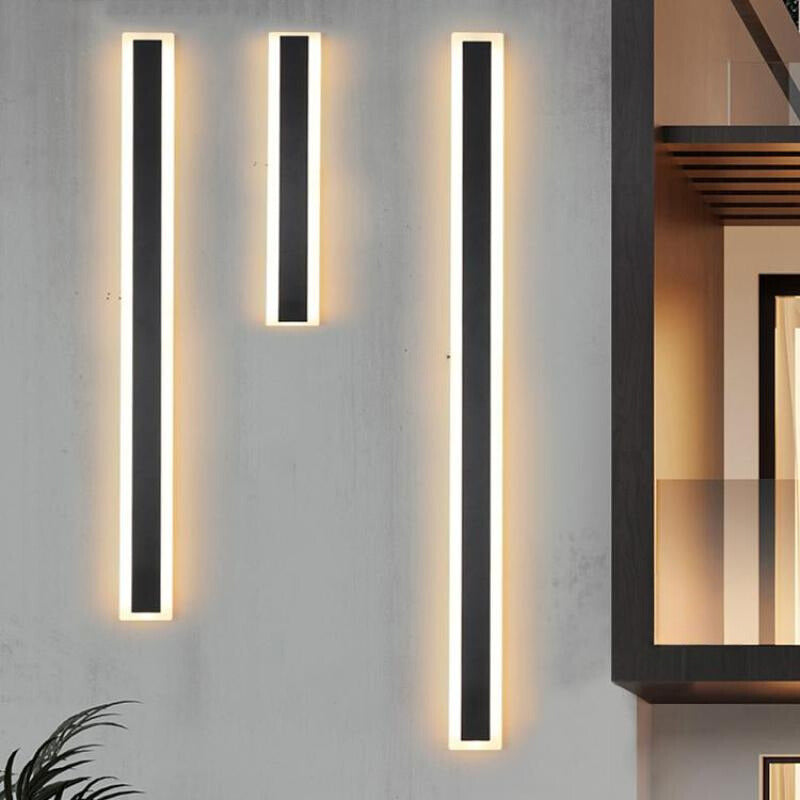 Waterproof Black LED Outdoor Wall Lamp with Modern Linear Design