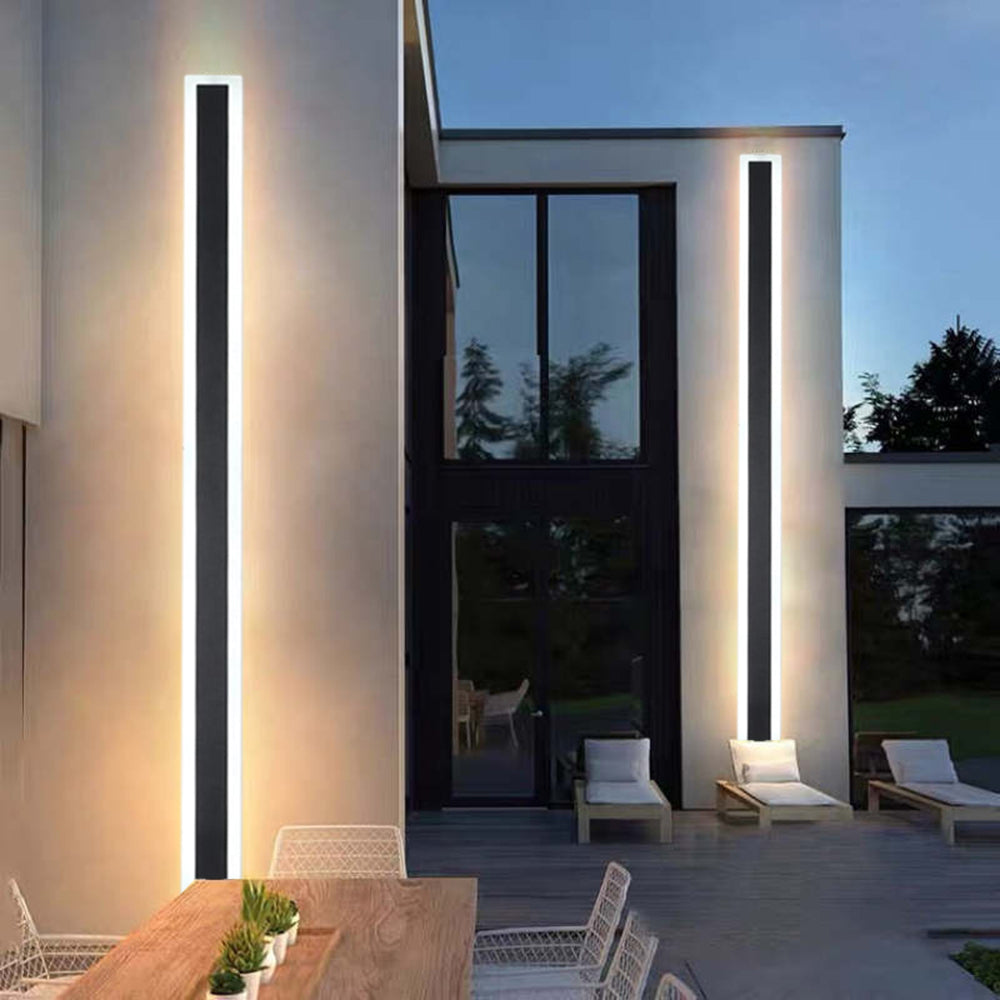Waterproof Black LED Outdoor Wall Lamp with Modern Linear Design