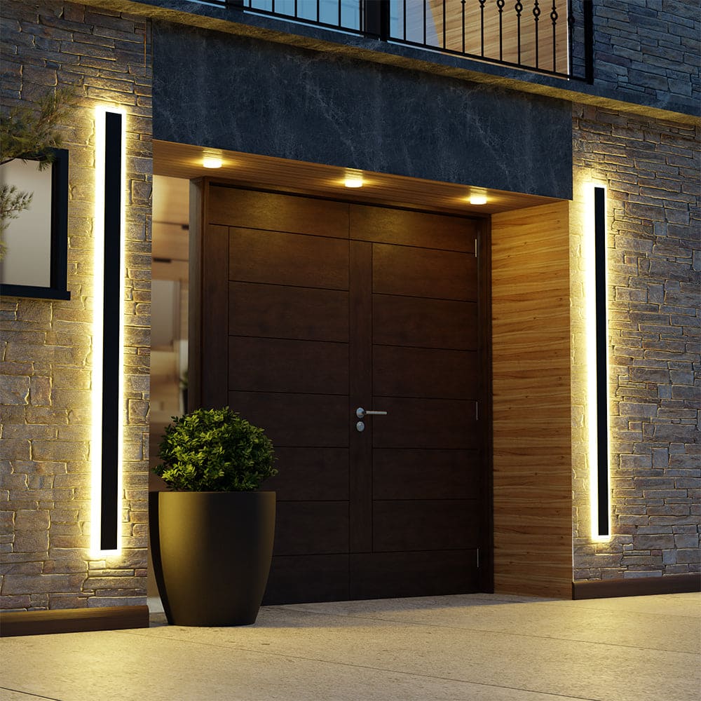 Waterproof Black LED Outdoor Wall Lamp with Modern Linear Design