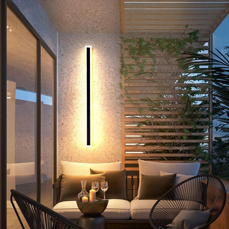 Waterproof Black LED Outdoor Wall Lamp with Modern Linear Design