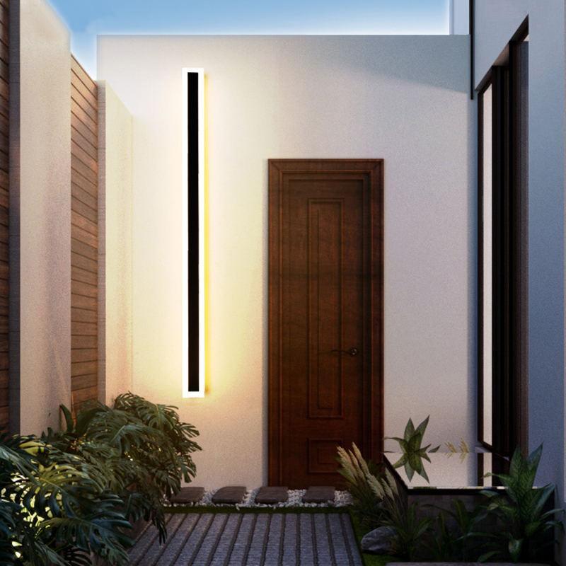 Waterproof Black LED Outdoor Wall Lamp with Modern Linear Design