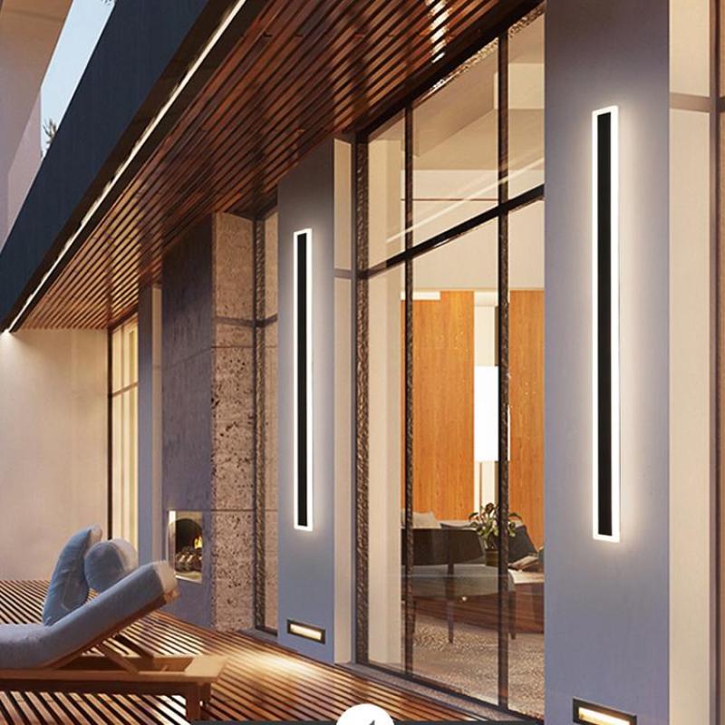 Waterproof Black LED Outdoor Wall Lamp with Modern Linear Design