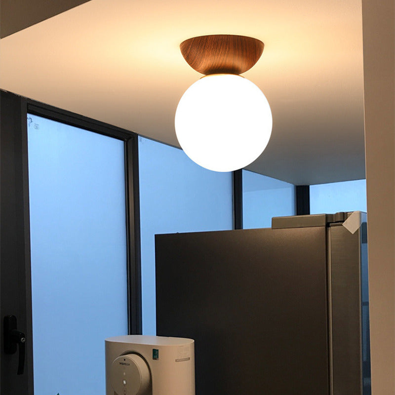 Wood & Walnut Pendant Light – Globe Shade