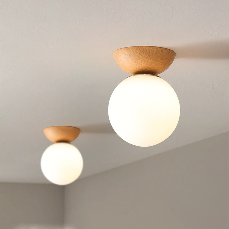 Wood & Walnut Pendant Light – Globe Shade