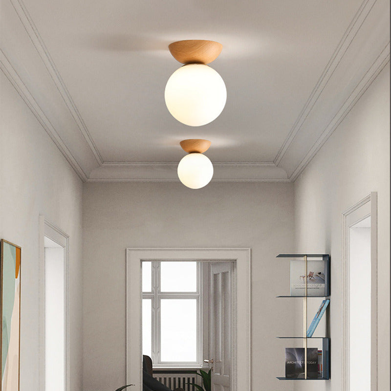 Wood & Walnut Pendant Light – Globe Shade