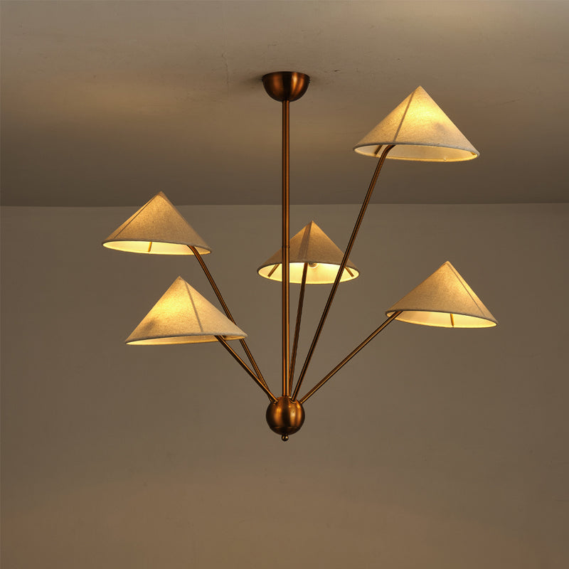 5-Light Brass Chandelier for Mid-Century Homes