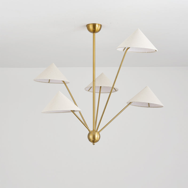 5-Light Brass Chandelier for Mid-Century Homes