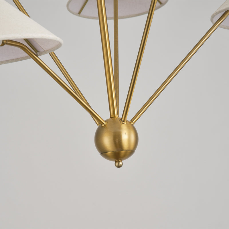 5-Light Brass Chandelier for Mid-Century Homes
