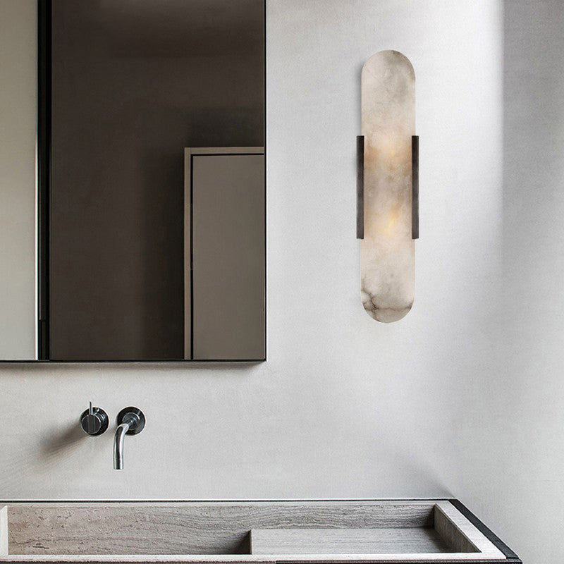 Alabaster & Marble Wall Lamp – Modern Design & Brass Accents