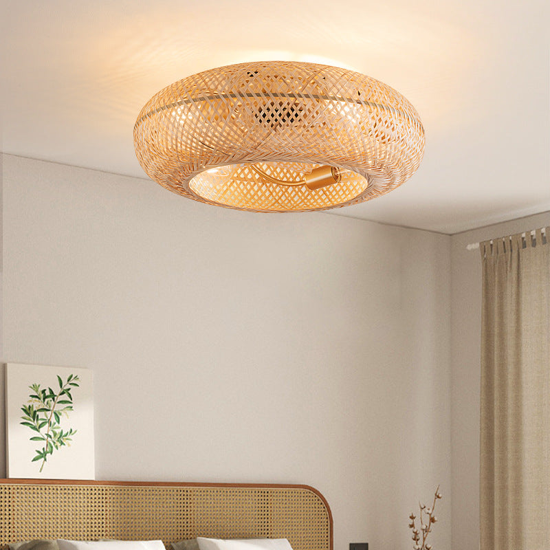 Bamboo Ceiling Fan With Light – Hand-Woven Design