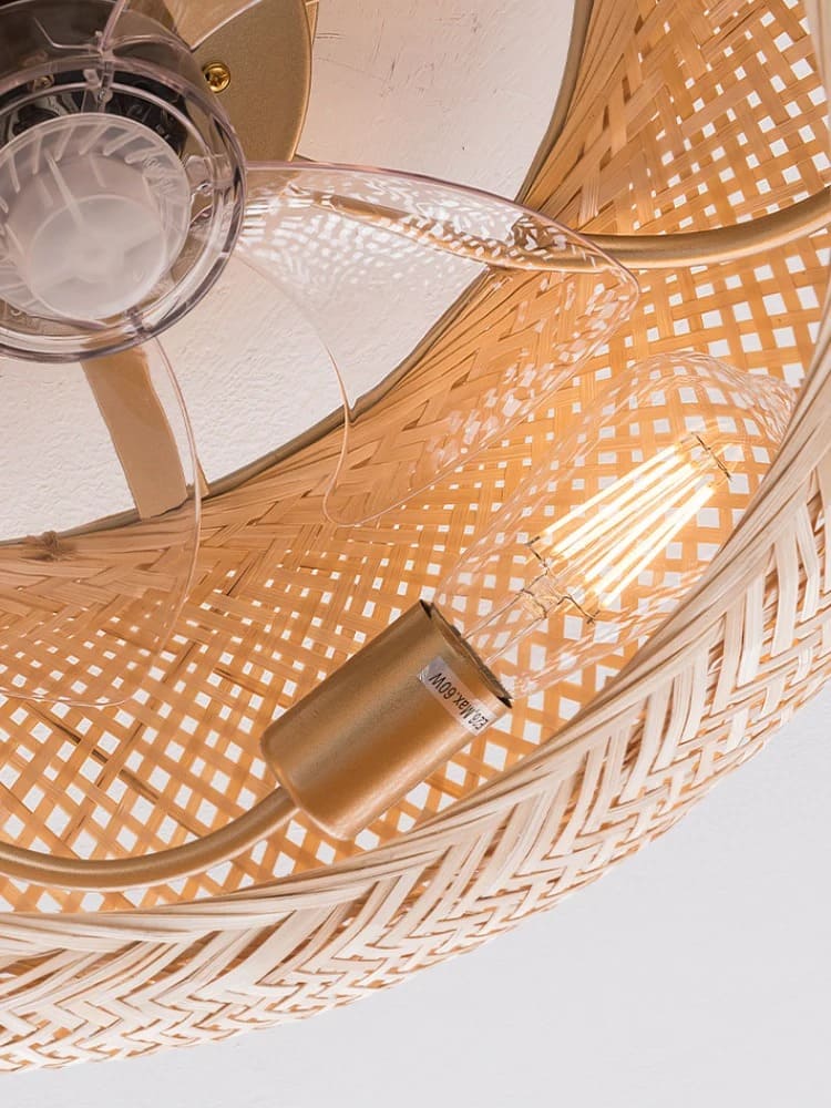 Bamboo Ceiling Fan With Light – Hand-Woven Design