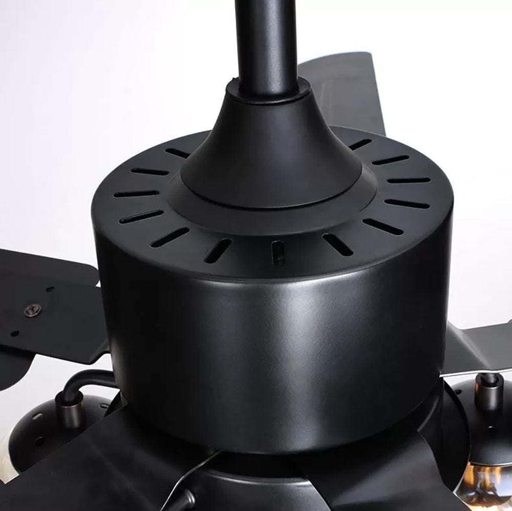Black Vintage Ceiling Fan with Glass Ball Lights