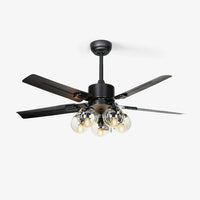 Black Vintage Ceiling Fan with Glass Ball Lights